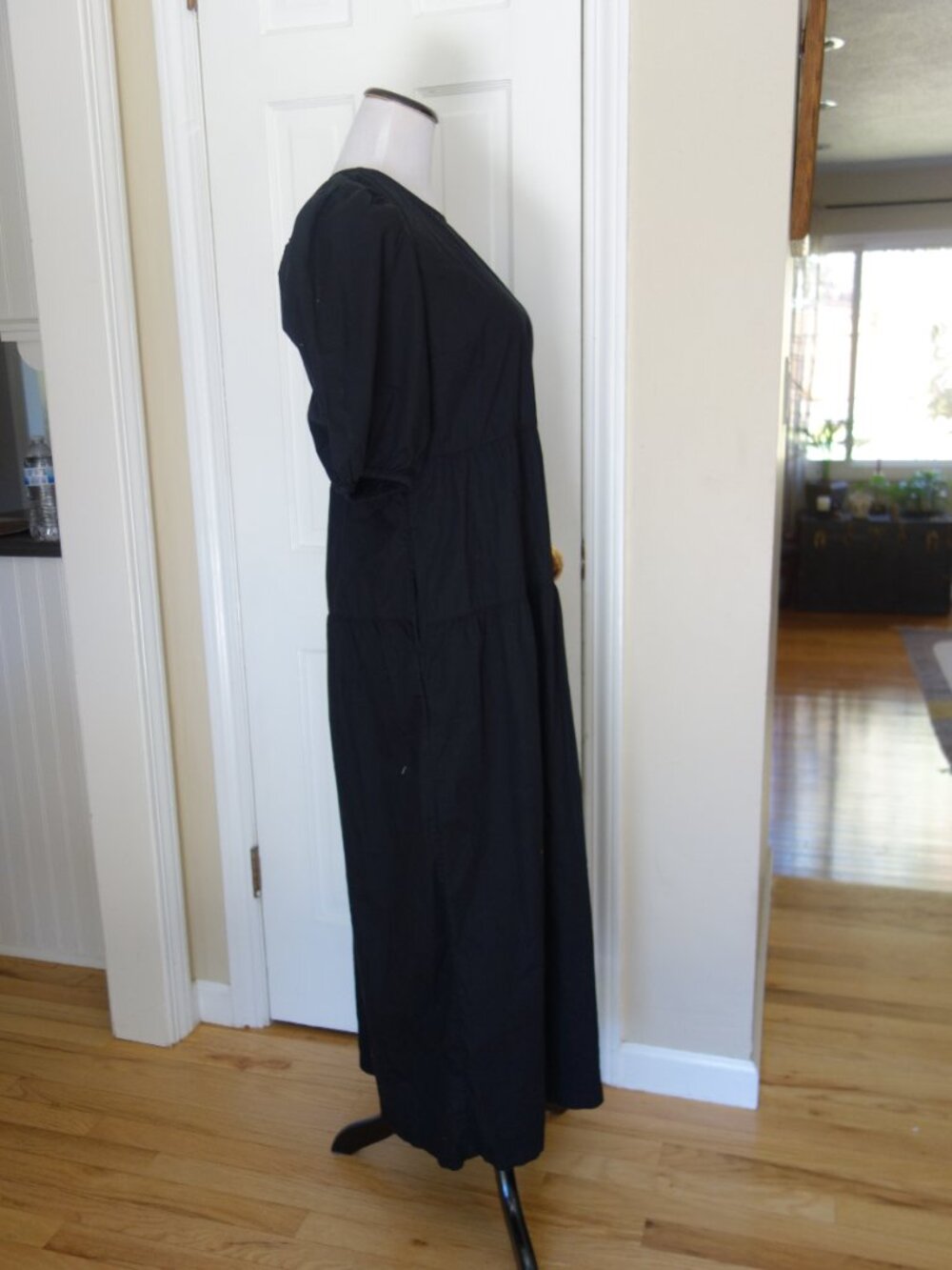 NWT OLD NAVY Black Tiered Puff Sleeve Midi Dress – Med Tall - Picture 5 of 9